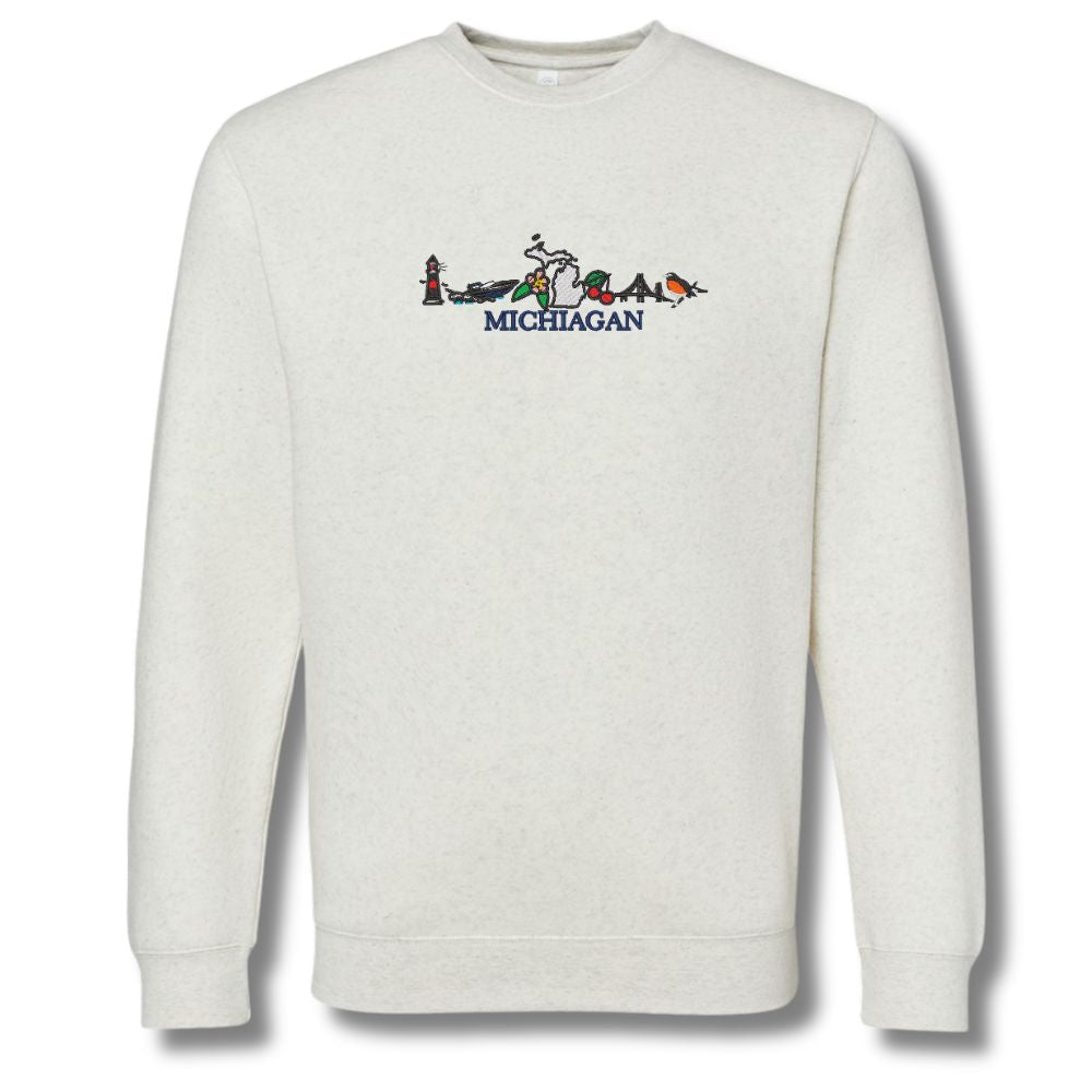 Michigan Icons Embroidered Crewneck Sweatshirt