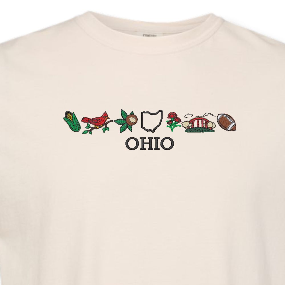 Ohio Icons Embroidered T-Shirt Close Up