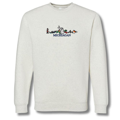 Michigan Icons Embroidered Crewneck Sweatshirt