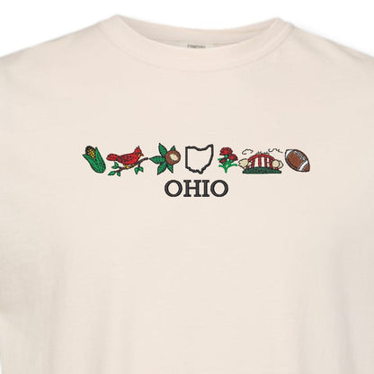 Ohio Icons Embroidered T-Shirt Close Up